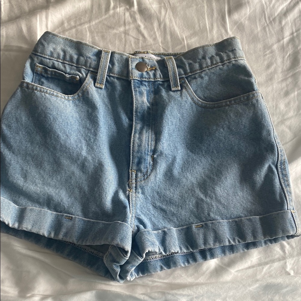 American Apparel Blue Jean Shorts High-Waisted Vintage Style